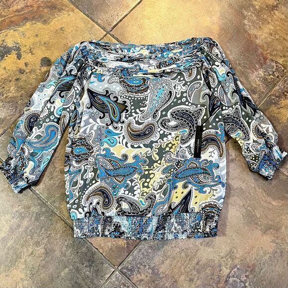 NWT BCBG Maxazria 70s Paisley Blouse Size Small - Picture 5 of 12